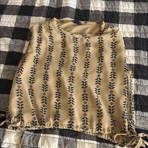 Stylish Tan and Black Patterned Tank Top